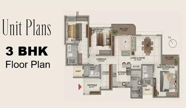 Featured Image of Prestige Pavilion 3 BHK Floor Plan