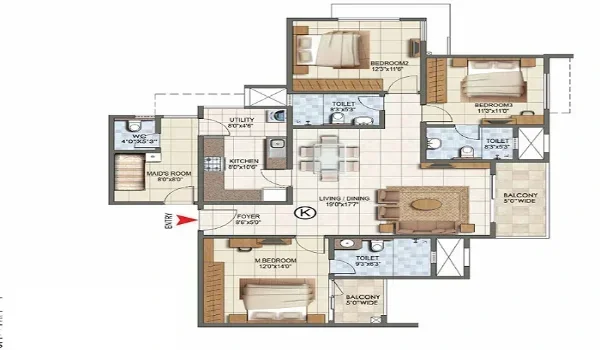 Featured Image of Prestige Pavilion 3 BHK Apartment Floor Plan