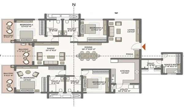 Featured Image of Prestige Pavilion 4 BHK Apartment Floor Plan